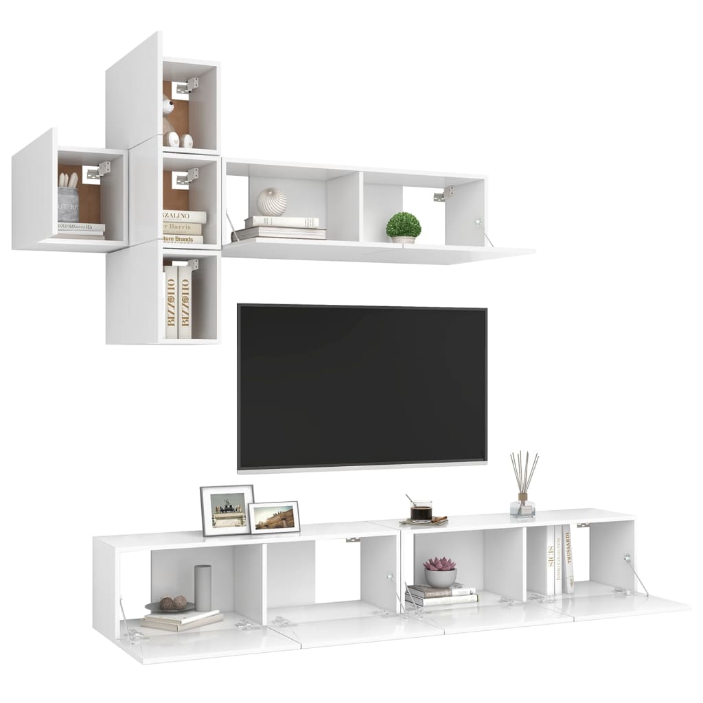 7-dijelni set TV ormarića bijeli od konstruiranog drva