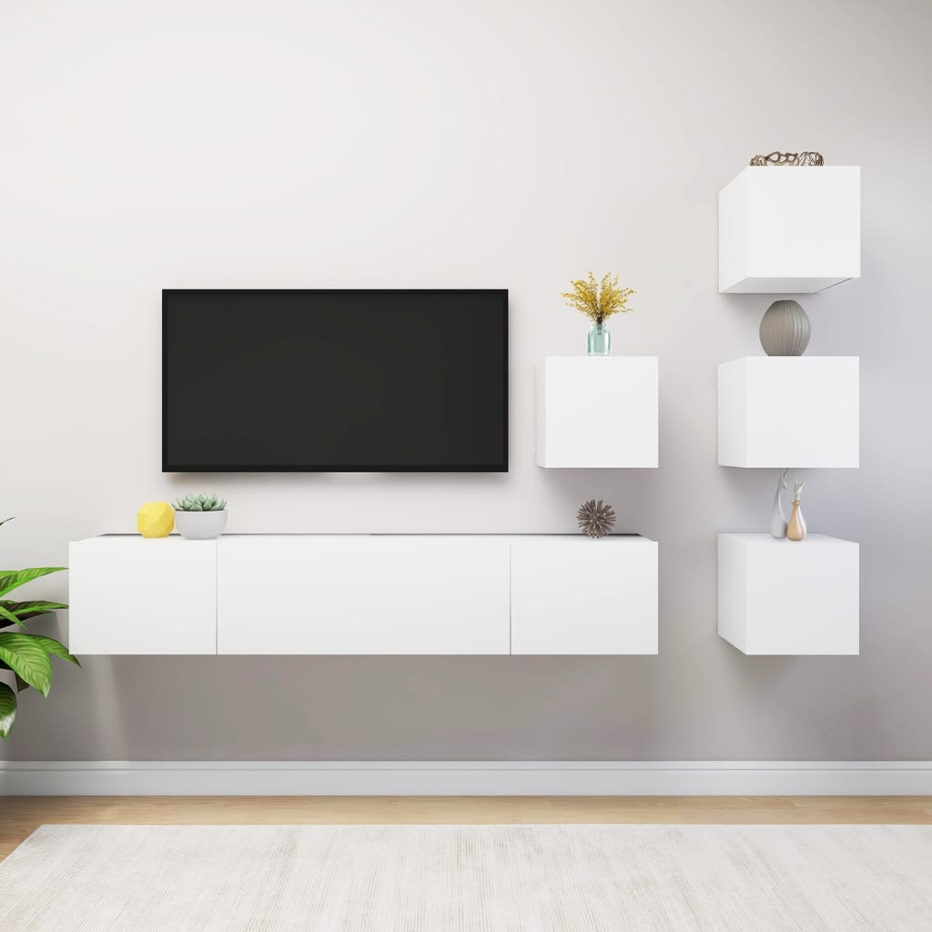 6-dijelni set TV ormarića bijeli od konstruiranog drva
