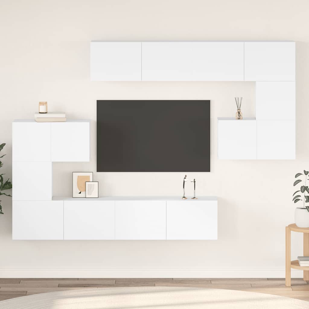 8-dijelni set TV ormarića bijeli od konstruiranog drva