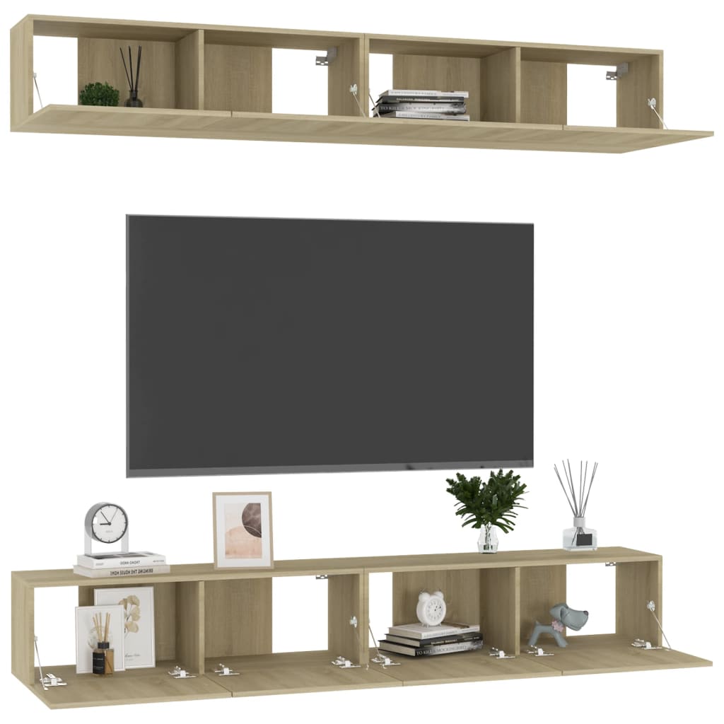 TV ormarići 4 kom boja hrasta 100x30x30 cm konstruirano drvo