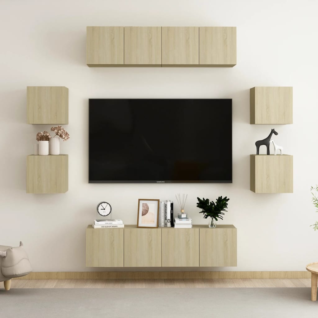 8-dijelni set TV ormarića boja hrasta sonome konstruirano drvo