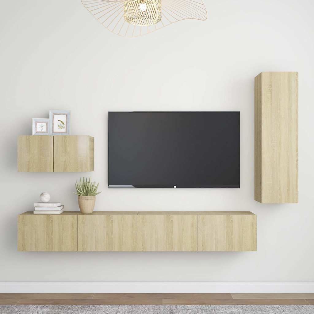 4-dijelni set TV ormarića boja hrasta sonome konstruirano drvo