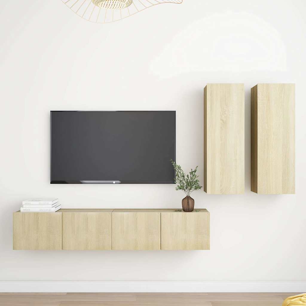 4-dijelni set TV ormarića boja hrasta sonome konstruirano drvo
