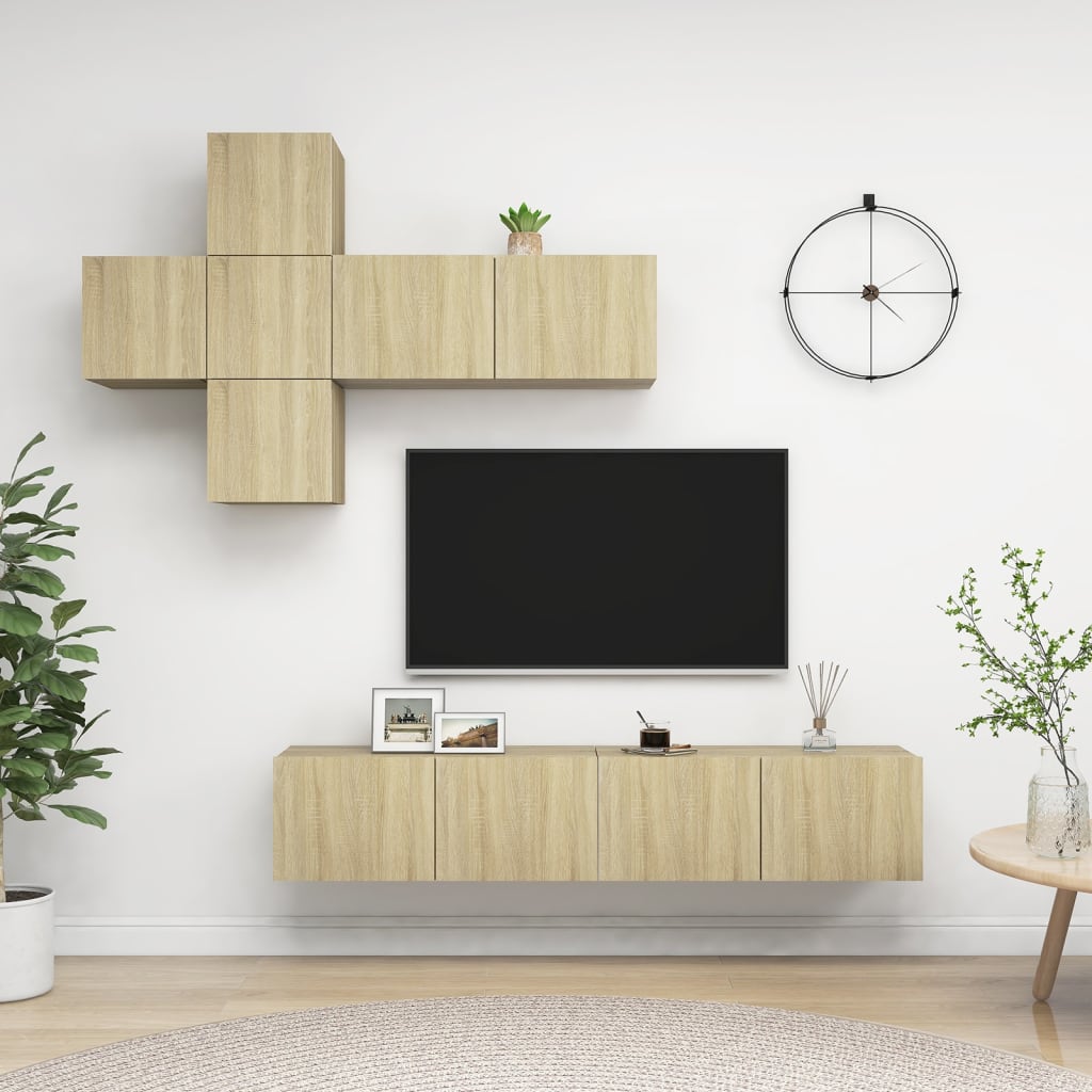 7-dijelni set TV ormarića boja hrasta sonome konstruirano drvo