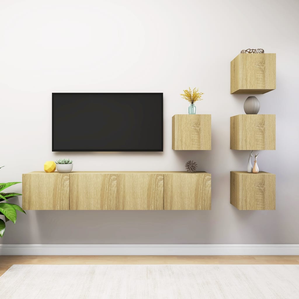 6-dijelni set TV ormarića boja hrasta sonome konstruirano drvo