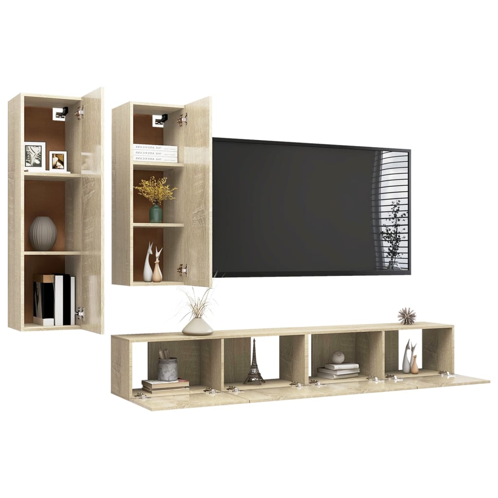 4-dijelni set TV ormarića boja hrasta sonome konstruirano drvo
