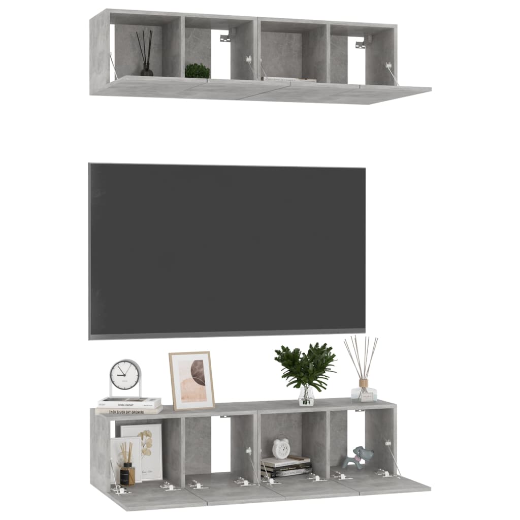 TV ormarići 4 kom boja betona 60 x 30 x 30 cm konstruirano drvo