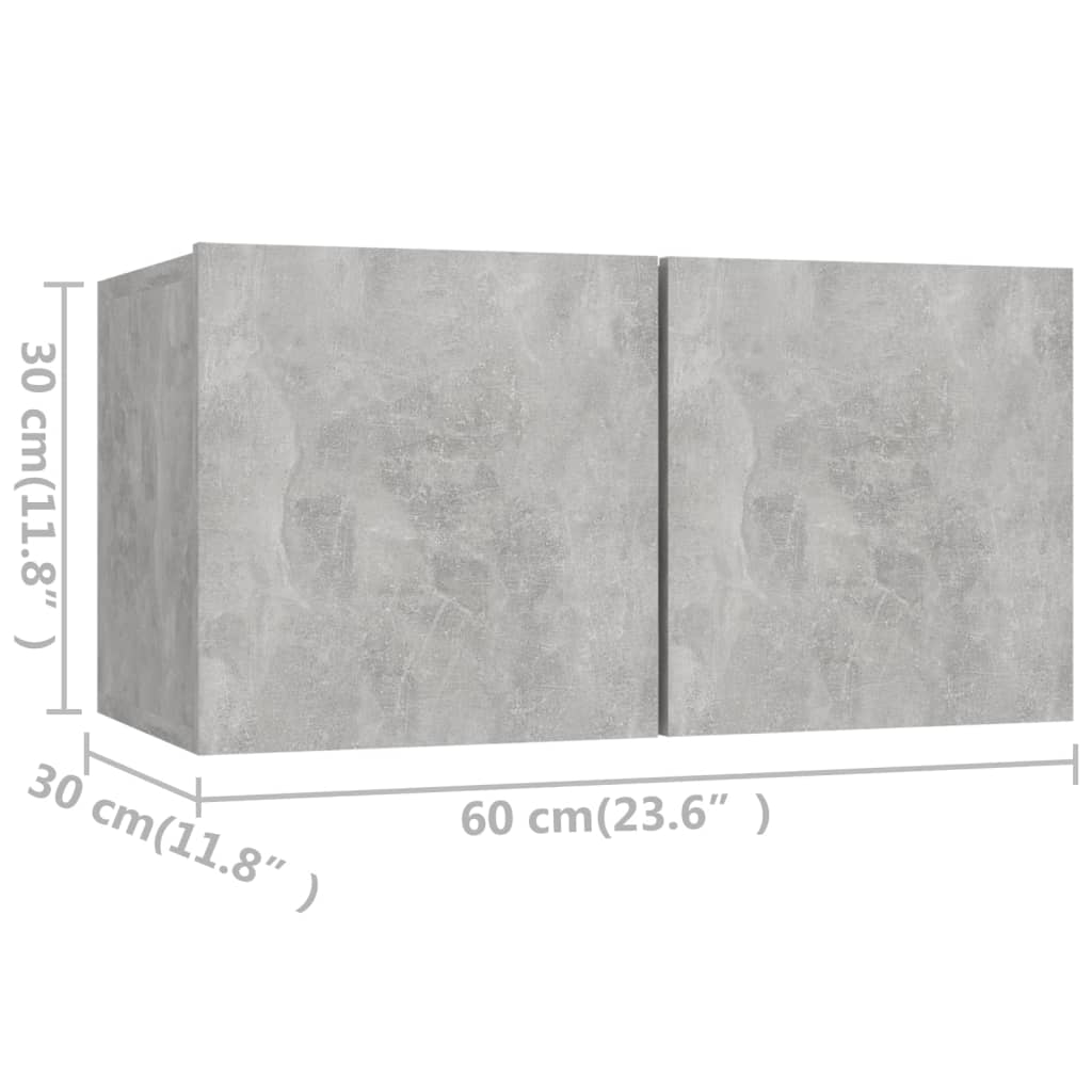 TV ormarići 4 kom boja betona 60 x 30 x 30 cm konstruirano drvo