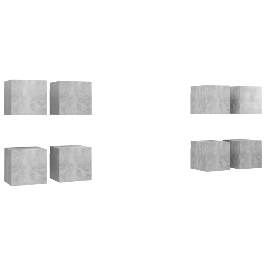 Zidni TV ormarići 8 kom siva boja betona 30,5 x 30 x 30 cm