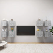 Zidni TV ormarići 8 kom siva boja betona 30,5 x 30 x 30 cm