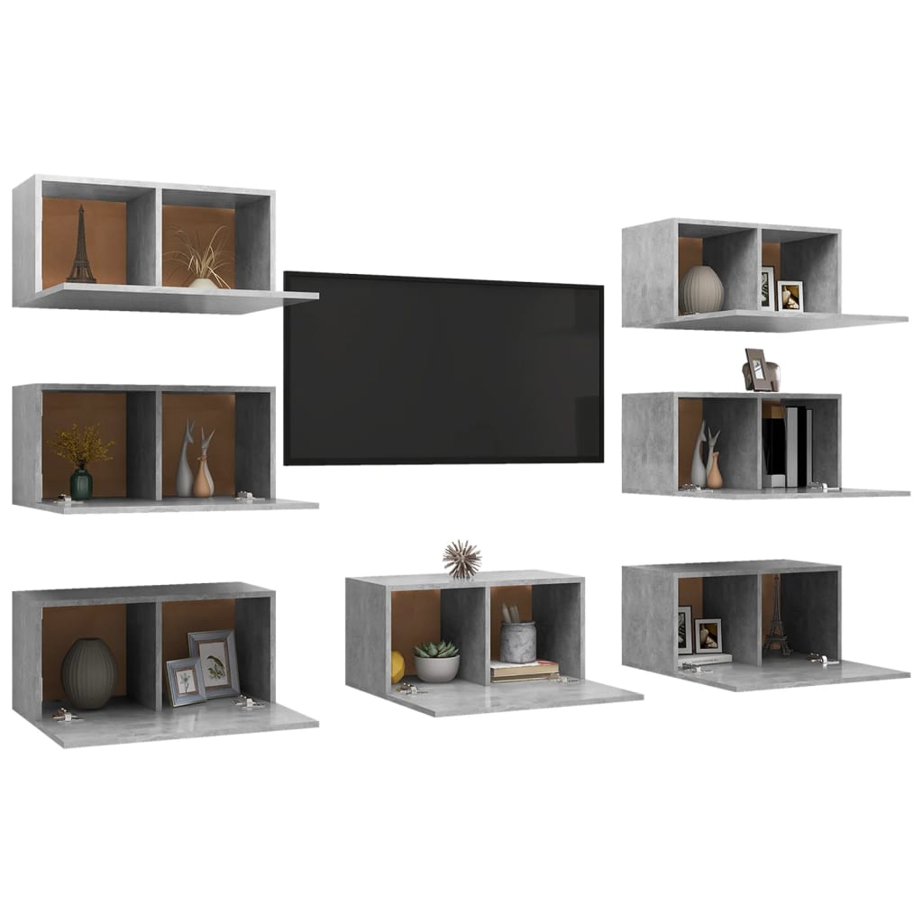 TV ormarići 7 kom boja betona 30,5x30x60 cm konstruirano drvo
