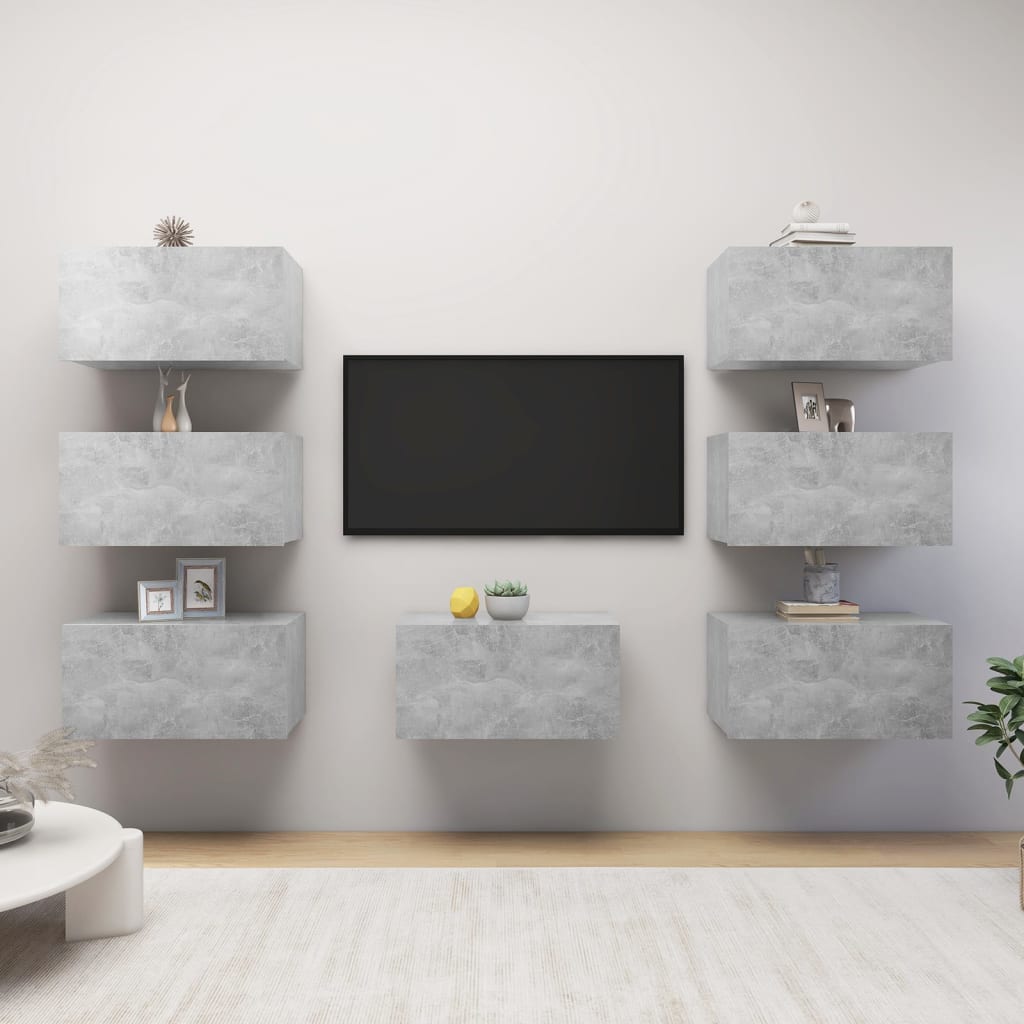 TV ormarići 7 kom boja betona 30,5x30x60 cm konstruirano drvo