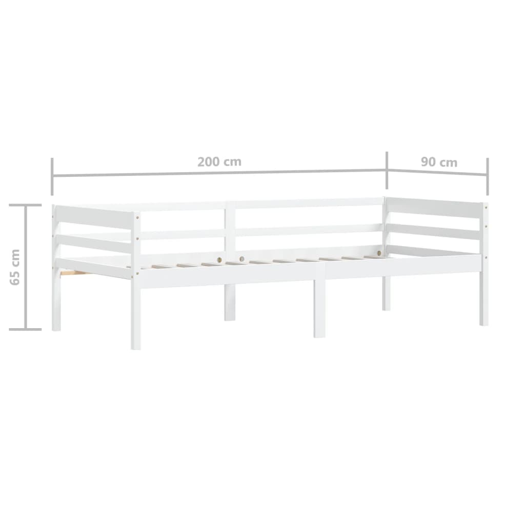 Okvir za krevet od masivne borovine bijeli 90 x 200 cm