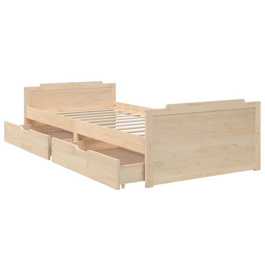 Okvir za krevet sa ladicama od masivne borovine 90 x 200 cm