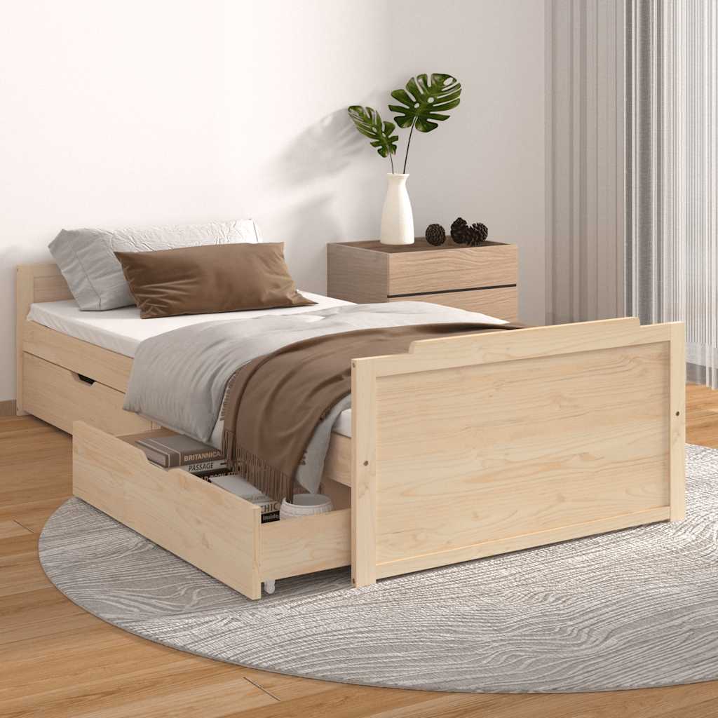 Okvir za krevet sa ladicama od masivne borovine 90 x 200 cm