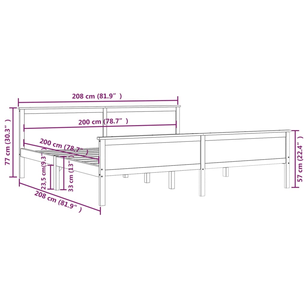 Okvir za krevet od masivne borovine 200 x 200 cm