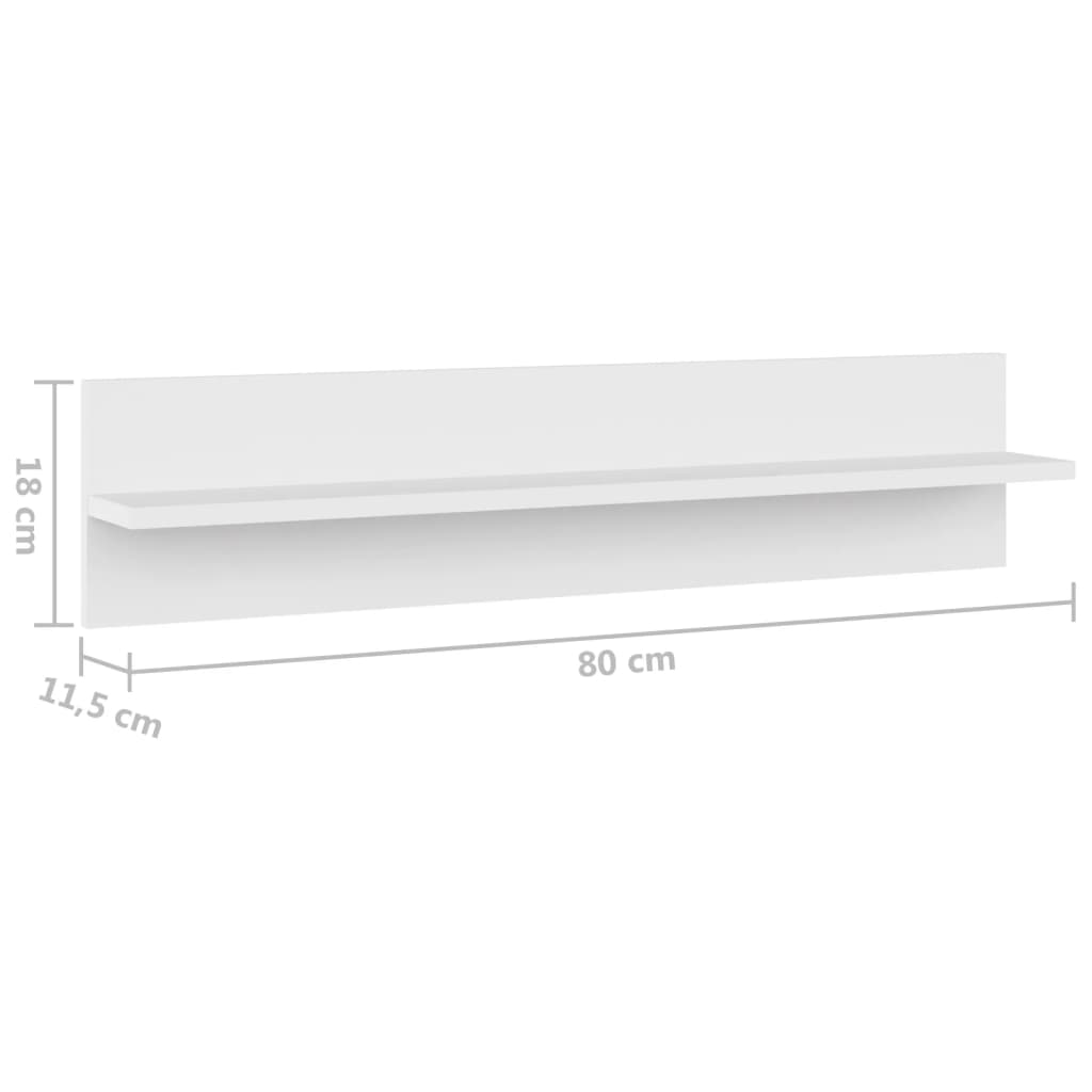 Zidne police 4 kom bijele 80 x 11,5 x 18 cm od iverice