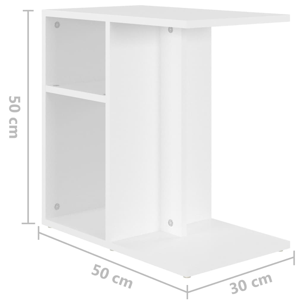 Bočni stolić bijeli 50 x 30 x 50 cm od konstruiranog drva