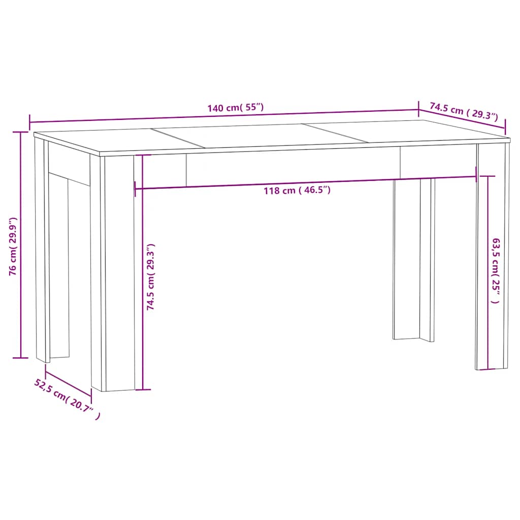 Blagovaonski stol crni 140 x 74,5 x 76 cm od iverice