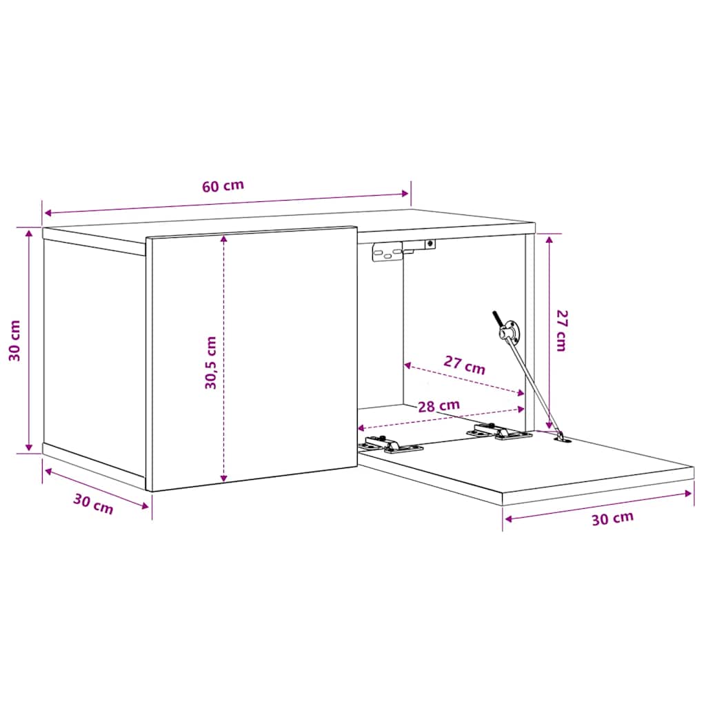 Viseći TV ormarići 3 kom bijeli 60 x 30 x 30 cm