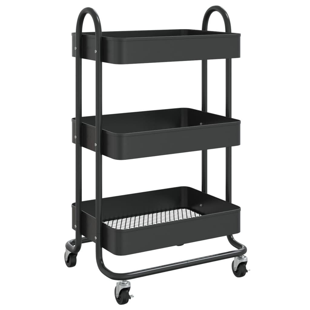 Kolica s 3 razine crna 43 x 34 x 79 cm čelična