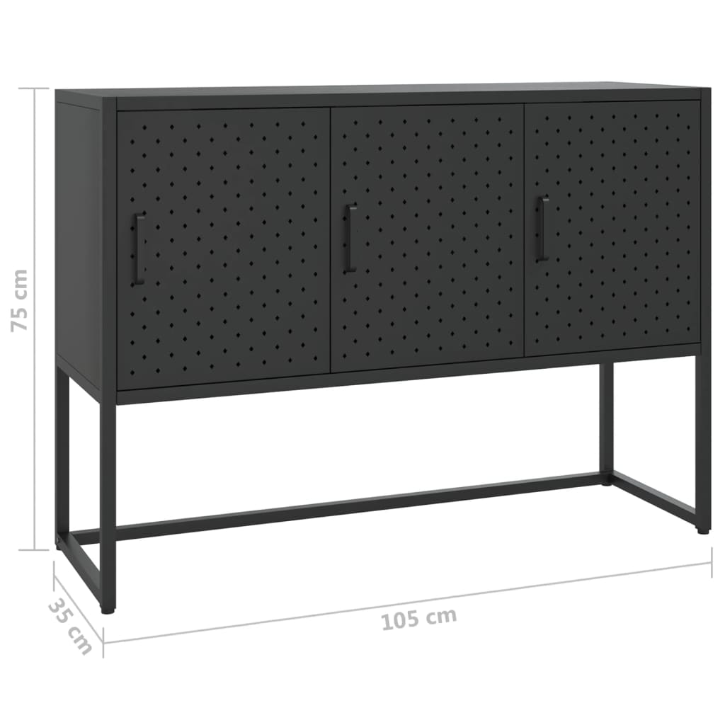 Komoda crna 105 x 35 x 75 cm čelična