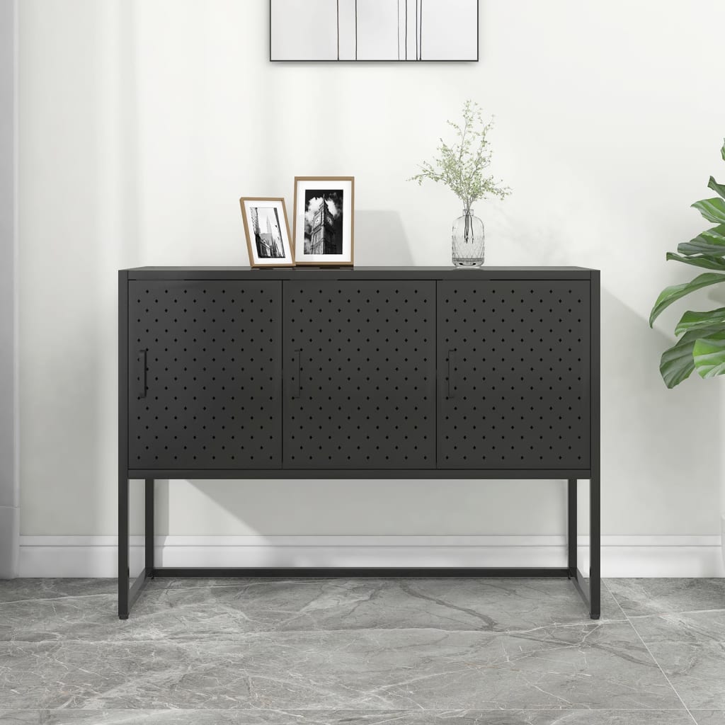 Komoda crna 105 x 35 x 75 cm čelična