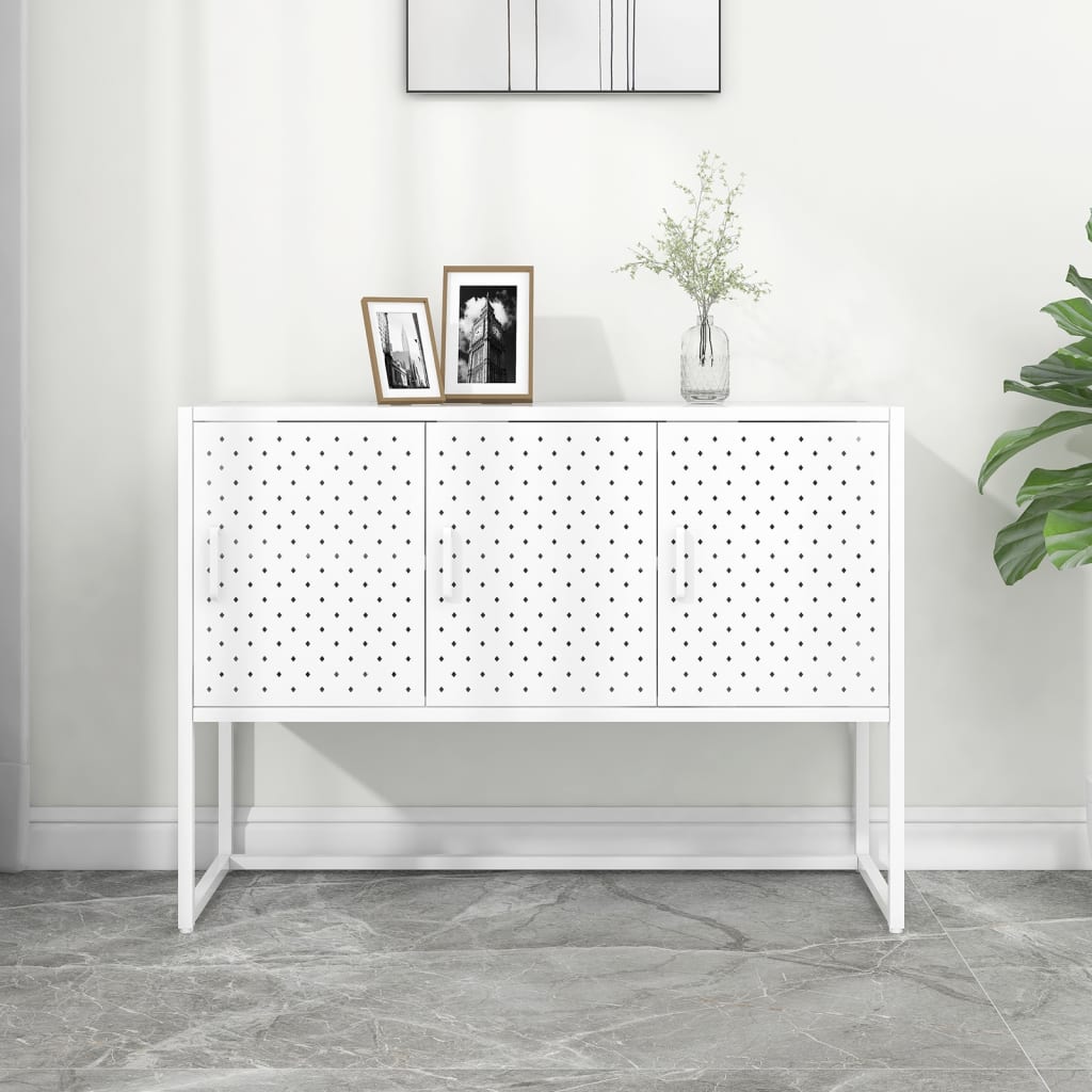 Komoda bijela 105 x 35 x 75 cm čelična