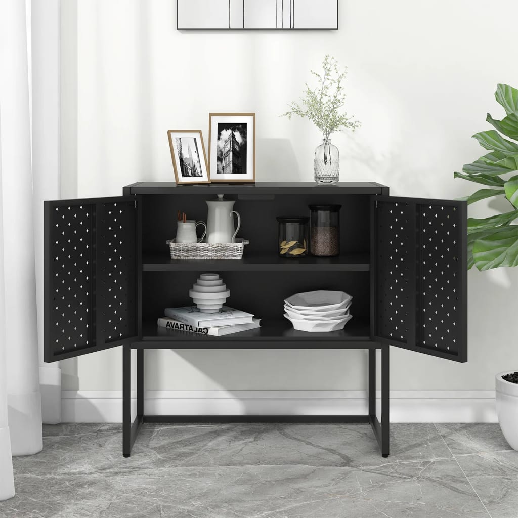 Komoda crna 75 x 35 x 75 cm čelična