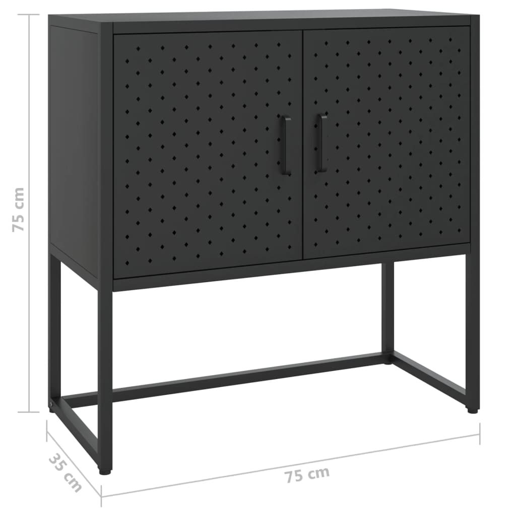 Komoda crna 75 x 35 x 75 cm čelična
