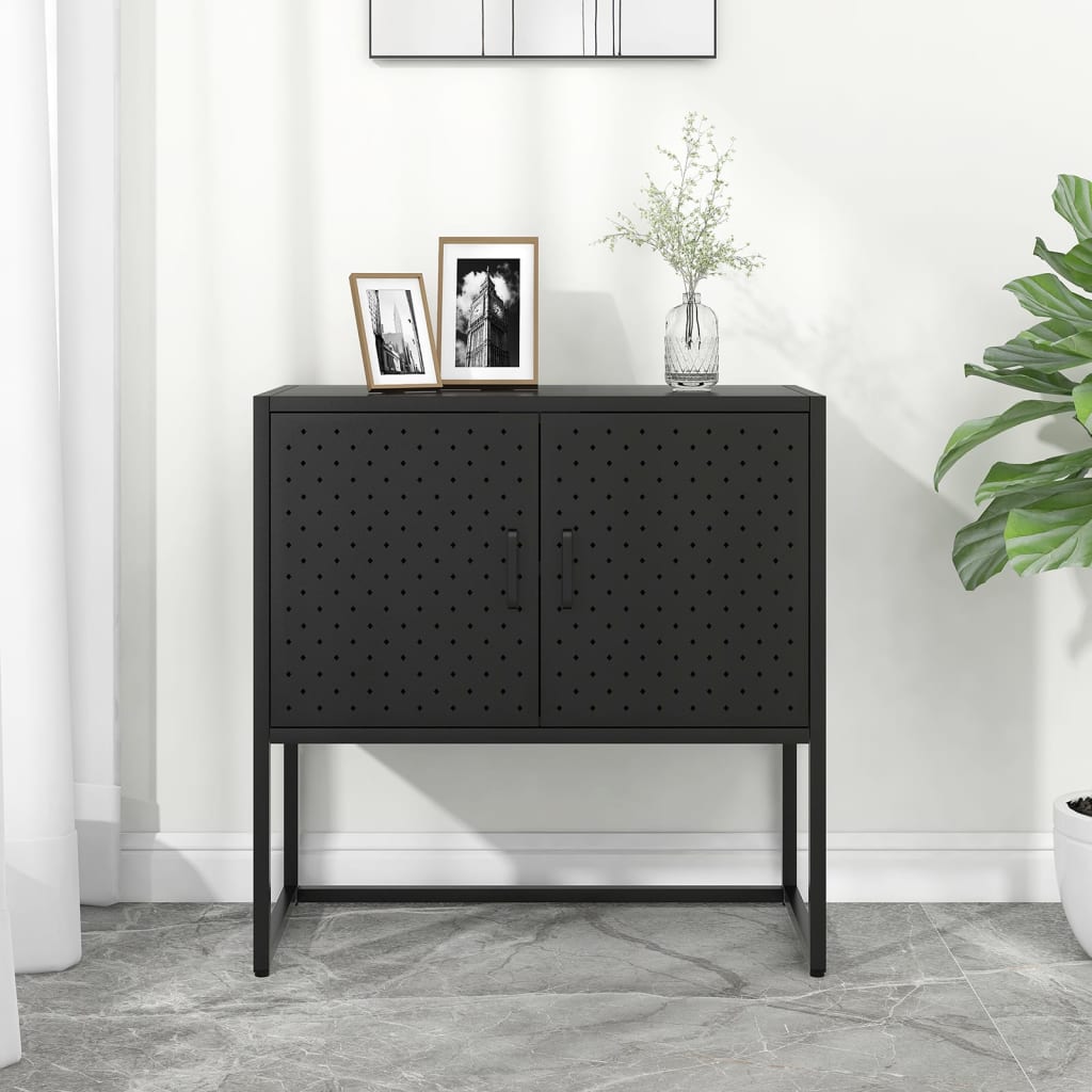 Komoda crna 75 x 35 x 75 cm čelična