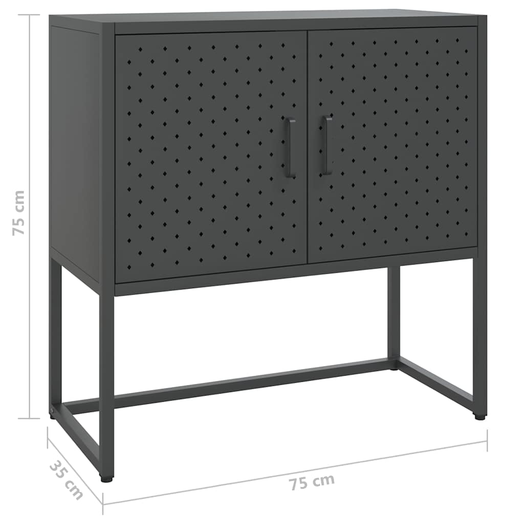 Komoda antracit 75 x 35 x 75 cm čelična