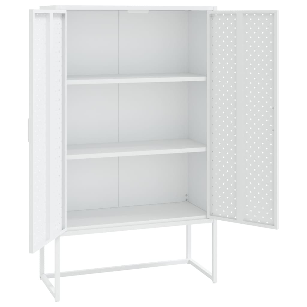 Visoka komoda bijela 80 x 35 x 135 cm čelična