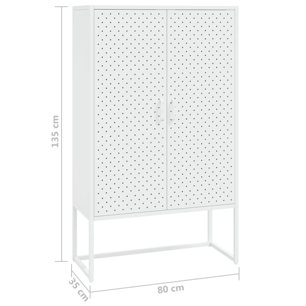 Visoka komoda bijela 80 x 35 x 135 cm čelična