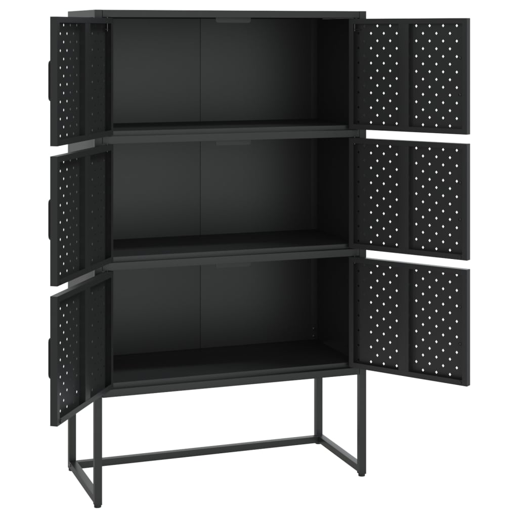 Visoka komoda crna 80 x 35 x 135 cm čelična