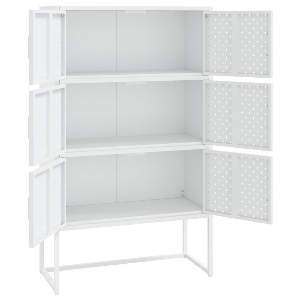 Visoka komoda bijela 80 x 35 x 135 cm čelična