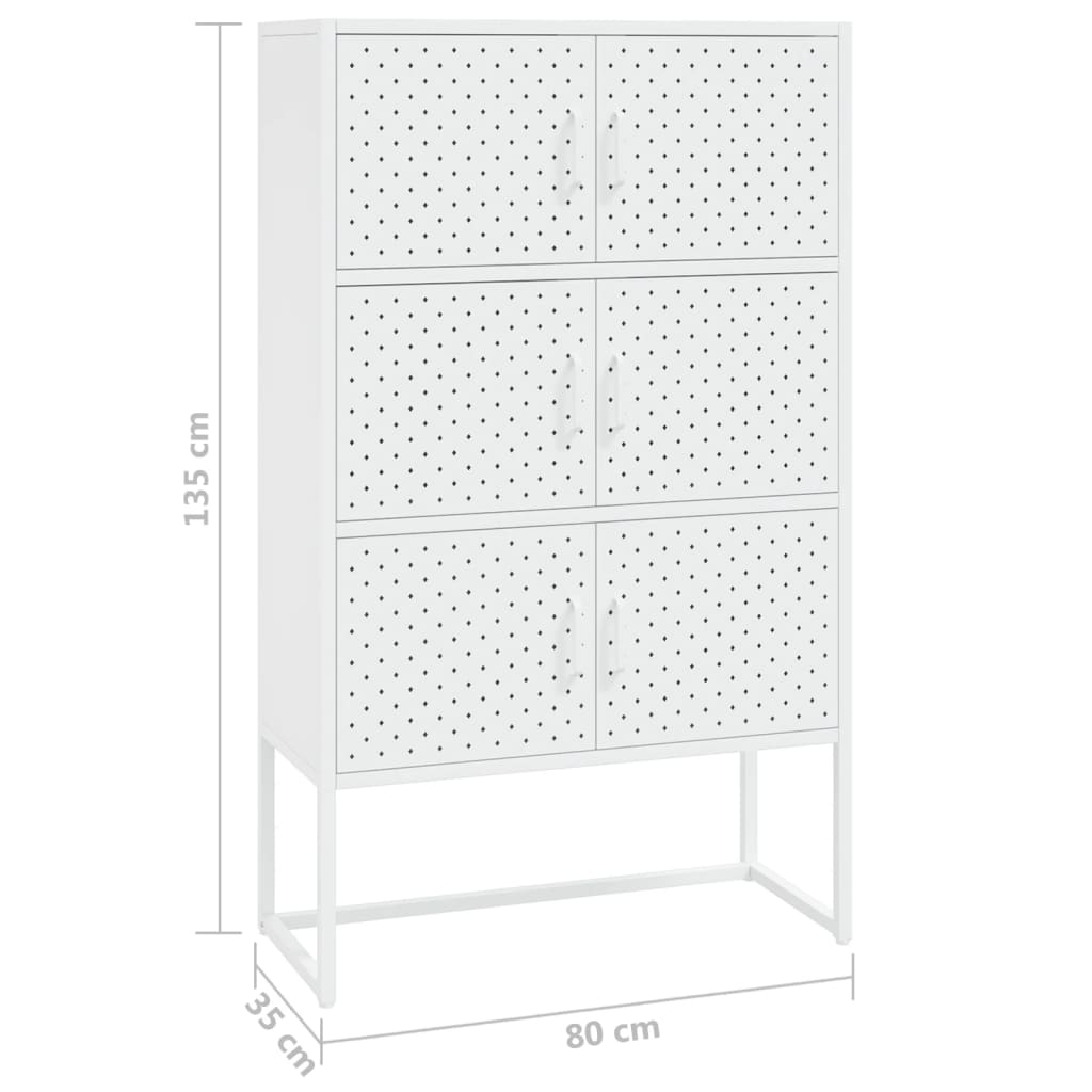 Visoka komoda bijela 80 x 35 x 135 cm čelična