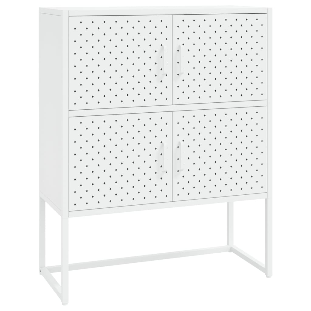 Visoka komoda bijela 80 x 35 x 100 cm čelična