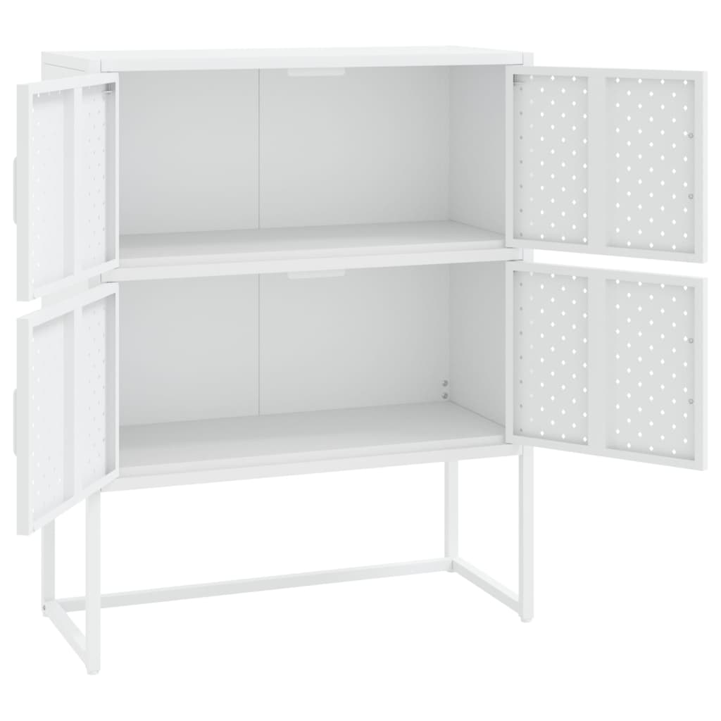 Visoka komoda bijela 80 x 35 x 100 cm čelična