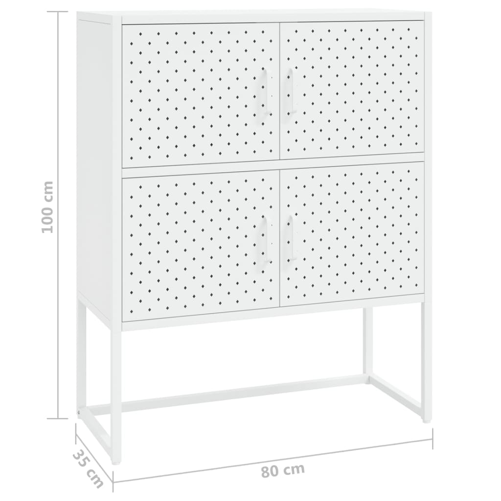 Visoka komoda bijela 80 x 35 x 100 cm čelična