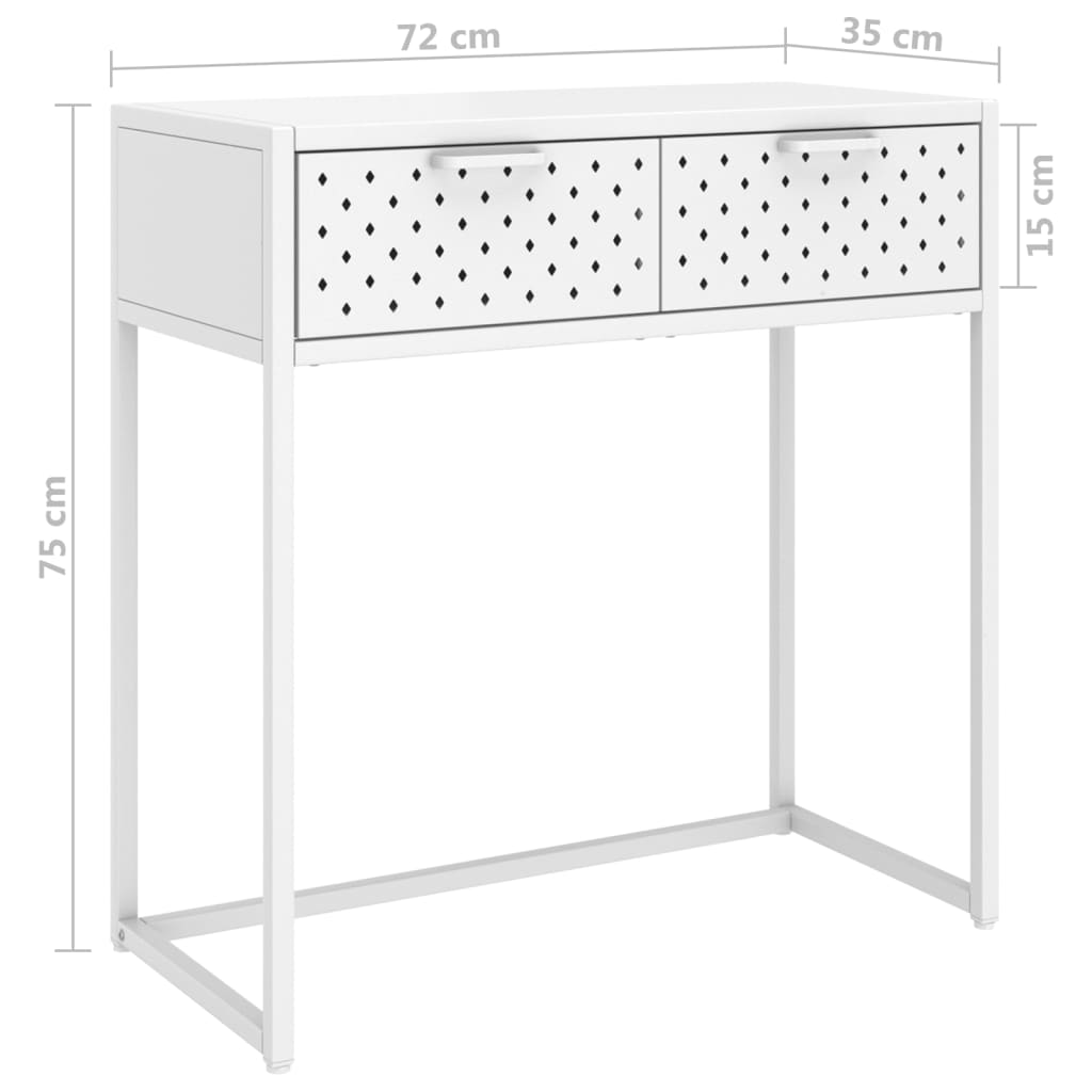 Konzolni stol bijeli 72 x 35 x 75 cm čelični