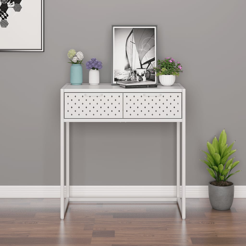 Konzolni stol bijeli 72 x 35 x 75 cm čelični