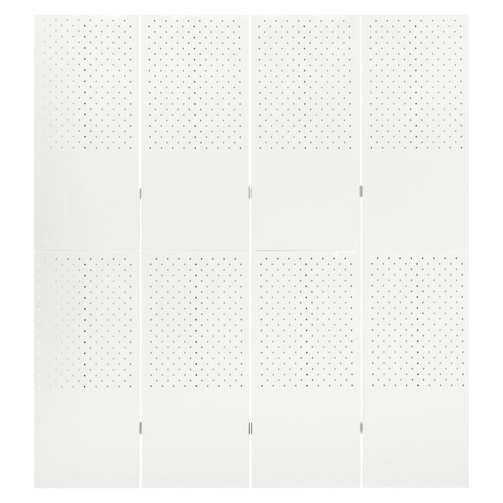 Sobna pregrada s 4 panela bijela 160 x 180 cm čelična