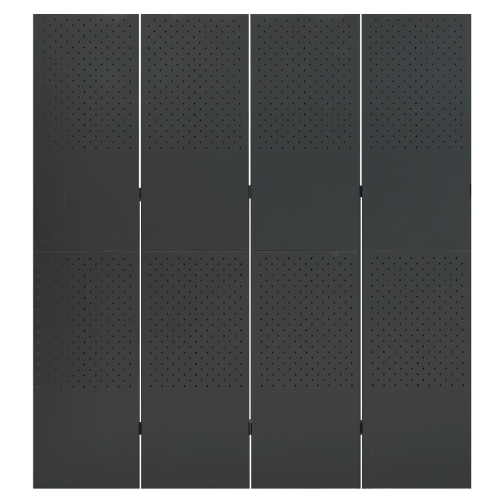 Sobna pregrada s 4 panela antracit 160 x 180 cm čelična