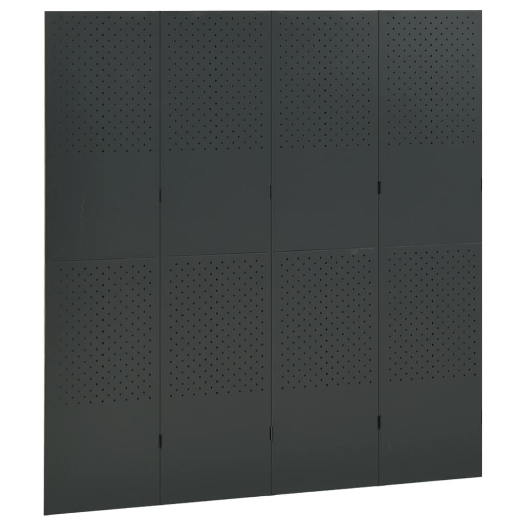 Sobna pregrada s 4 panela antracit 160 x 180 cm čelična