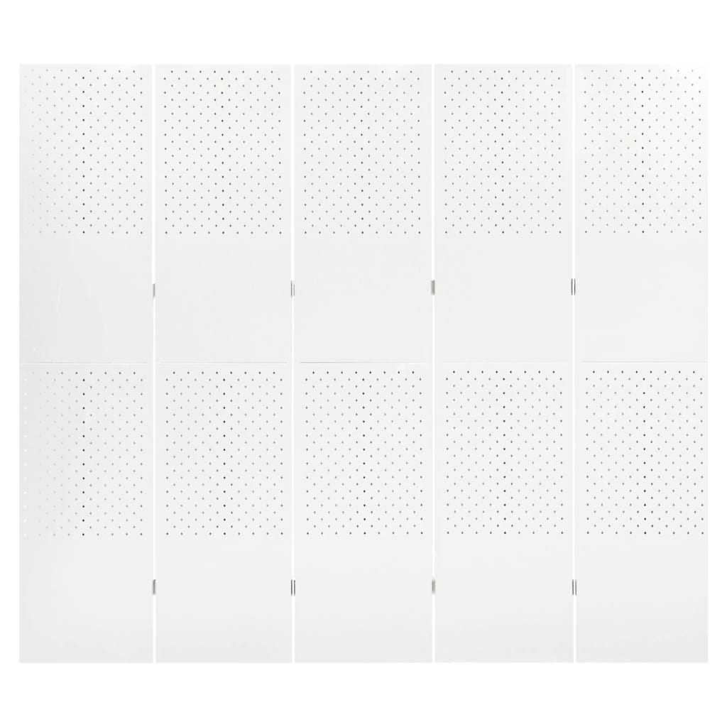 Sobna pregrada s 5 panela bijela 200 x 180 cm čelična