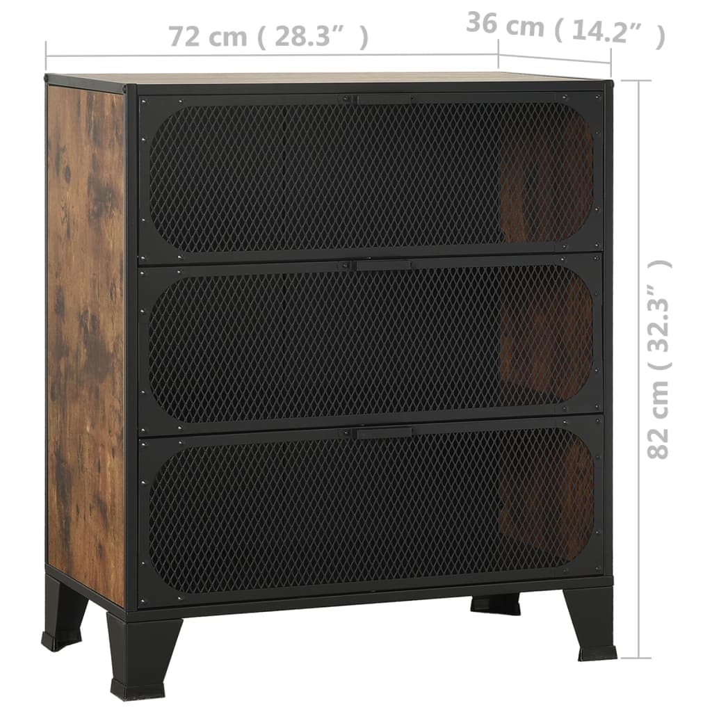Ormarić za pohranu rustično smeđi 72 x 36 x 82 cm metal i MDF