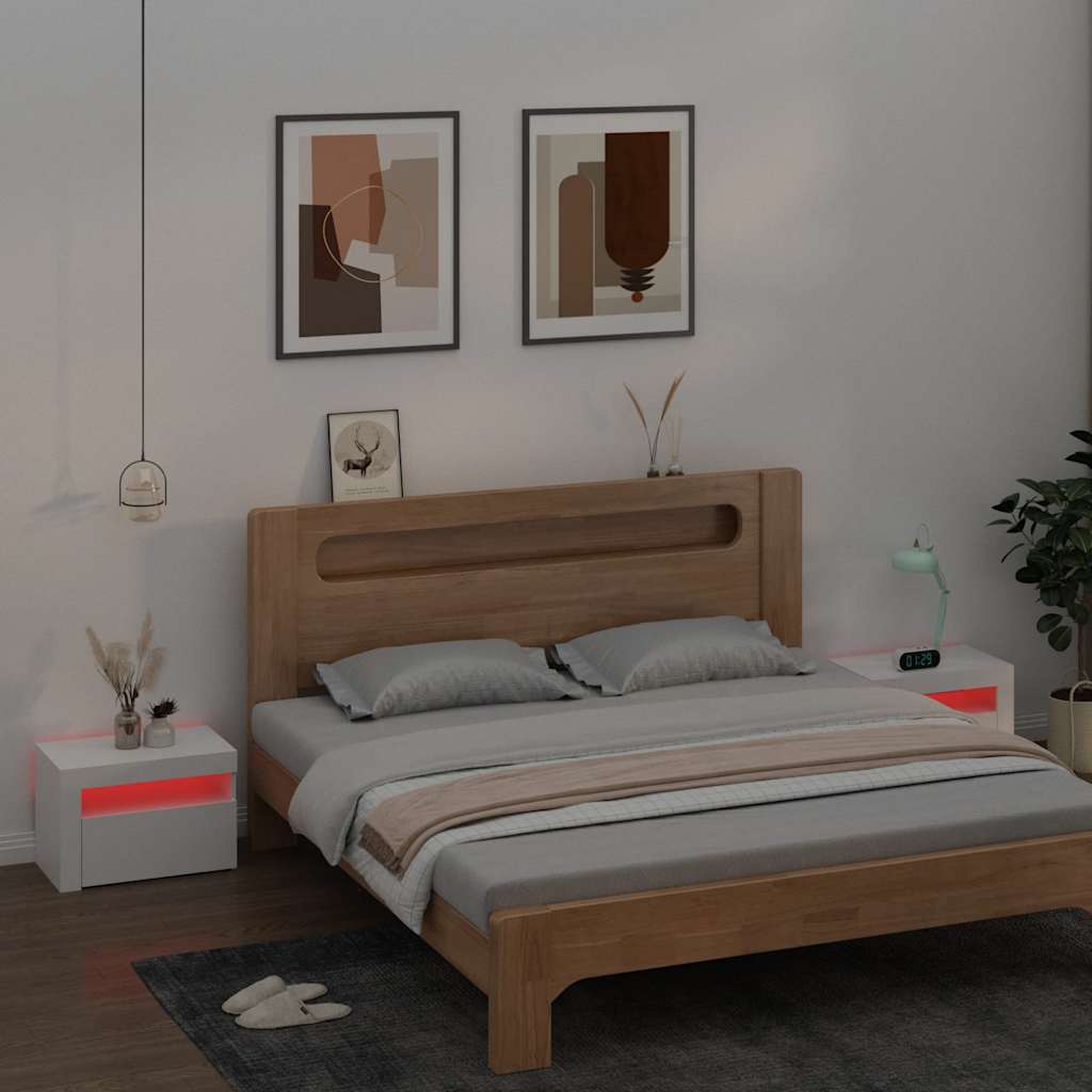 Noćni ormarići 2 kom s LED svjetlima bijeli 60 x 35 x 40 cm