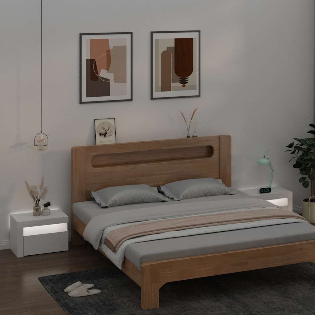 Noćni ormarići 2 kom s LED svjetlima bijeli 60 x 35 x 40 cm