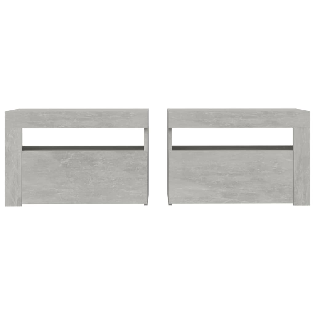 Noćni ormarići 2 kom s LED svjetlima boja betona 60x35x40 cm